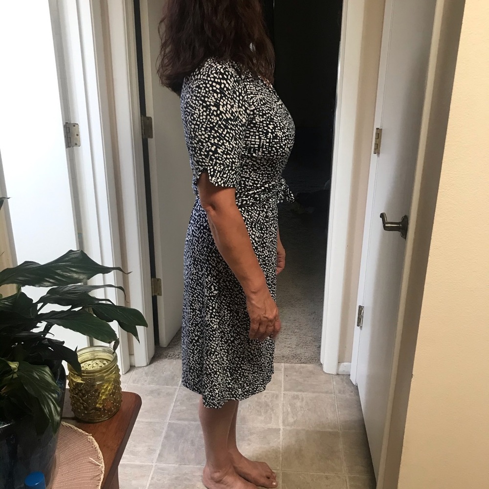 Sexy blue and white wrap dress